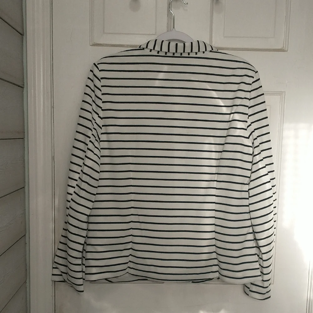 Allegra K White and Black Striped Blazer - Picture 6 of 6